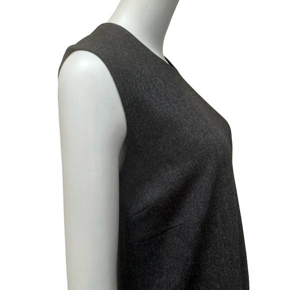 DONNA KARAN SIGNATURE Wool Flannel Sleeveless Sheath Midi Dress Charcoal Grey - Picture 8 of 16